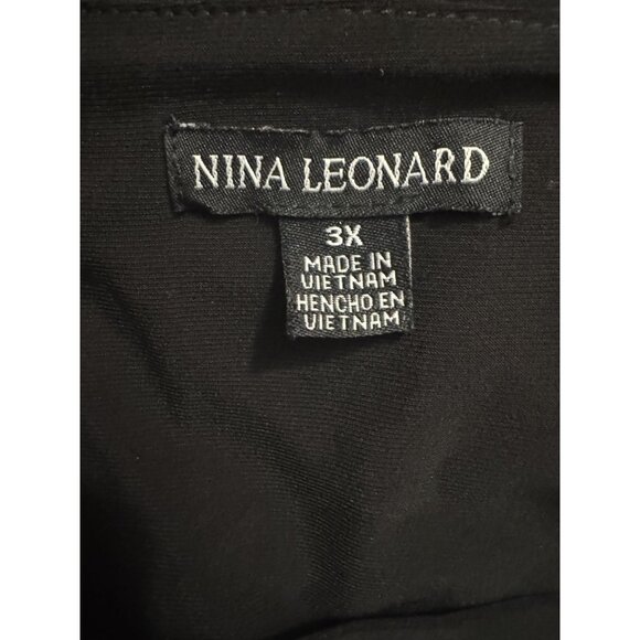 Nina Leonard Black & White‎ Cold Shoulder Dress +Pockets Size 3X 22 24 Plus Size - Picture 5 of 7